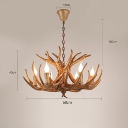 6 Vaalea maalaismainen taiteellinen Retro Antler Antler kattokruunu