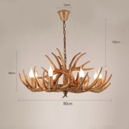 8 Vaalea maalaismainen taiteellinen Retro Antler Antler kattokruunu