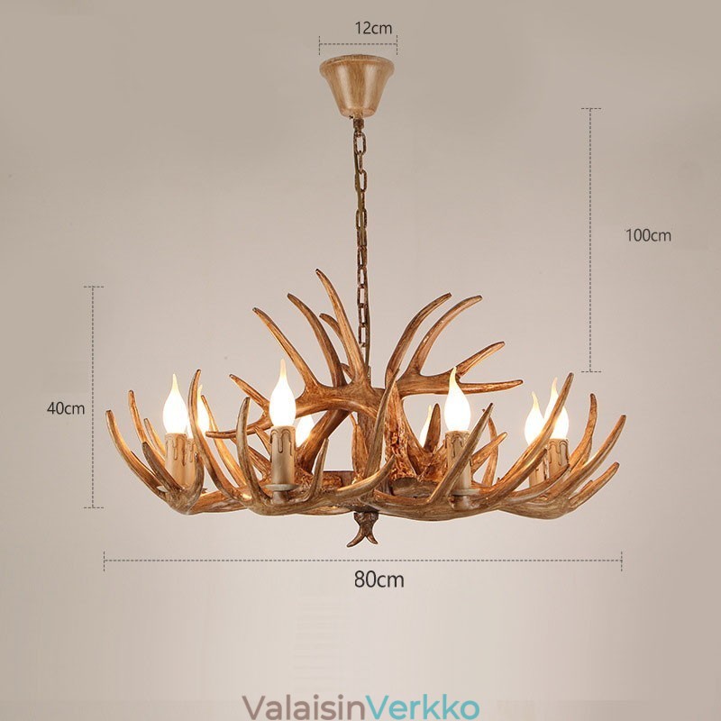 8 Vaalea maalaismainen taiteellinen Retro Antler Antler kattokruunu
