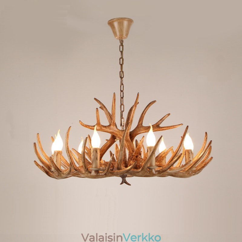 9 Kevyt kaksikerroksinen maalaismainen taiteellinen Retro Antler Antler kattokruunu