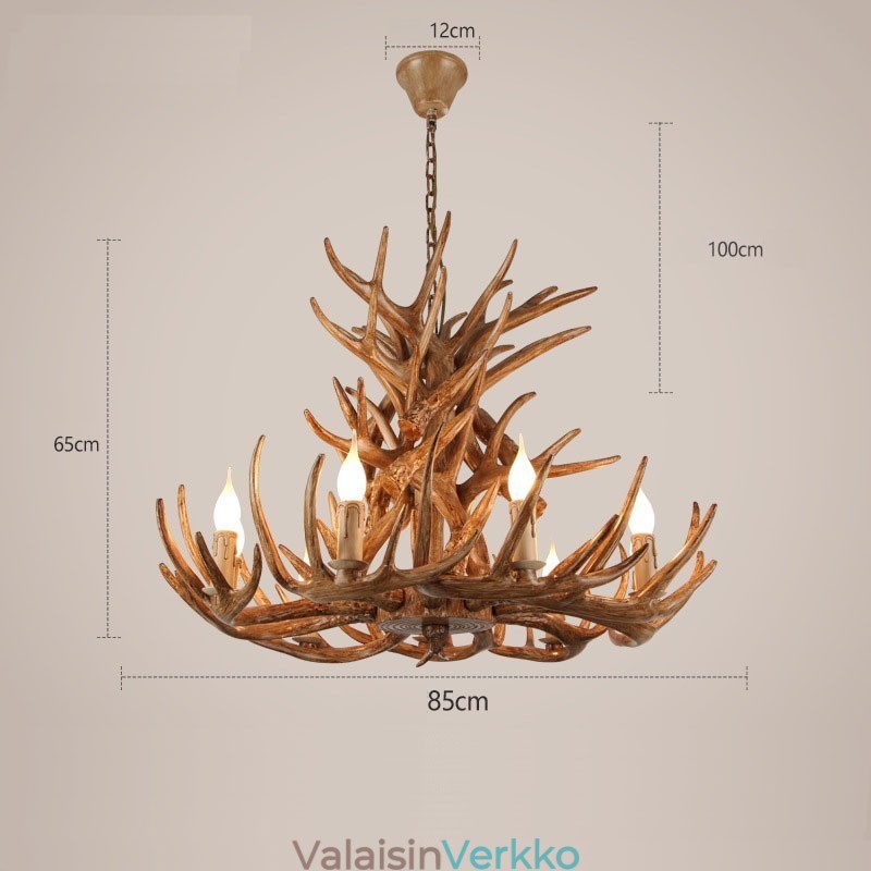 9 kevyt 4-kerroksinen maalaismainen taiteellinen Retro Antler Antler kattokruunu