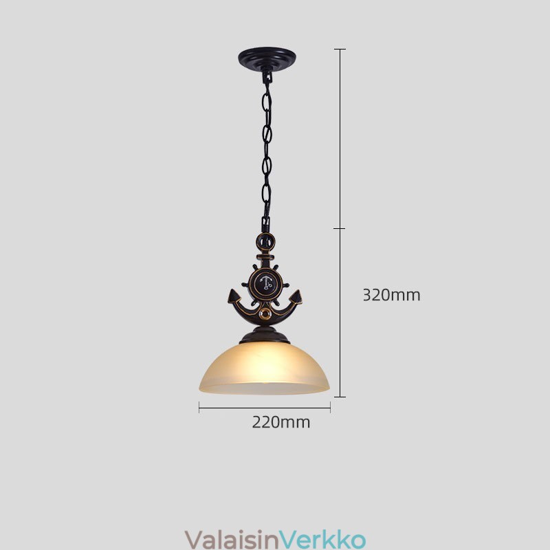 Yksi vaaleamusta maalaismainen taiteellinen retro antiikkiriippuvalaisin lasivarjostimella
