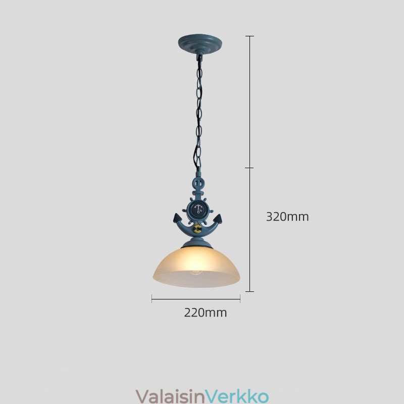 Yksi vaaleansininen maalaismainen taiteellinen retro antiikkiriippuvalaisin lasivarjostimella