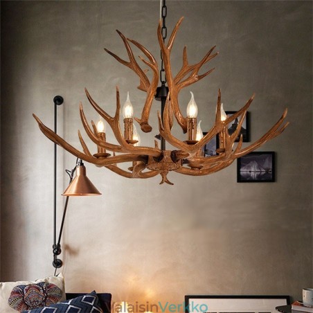 6 Vaalea maalaismainen taiteellinen Retro Antler Antler kattokruunu 6 Vaalea maalaismainen taiteellinen Retro Antler Antler kattokruunu