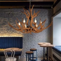 6 Vaalea maalaismainen taiteellinen Retro Antler Antler kattokruunu