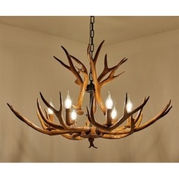 6 Vaalea maalaismainen taiteellinen Retro Antler Antler kattokruunu