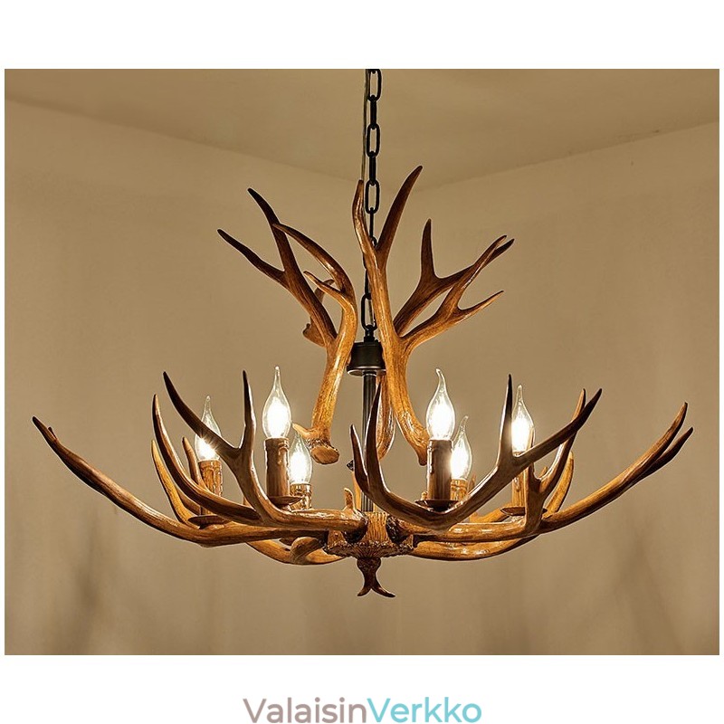 6 Vaalea maalaismainen taiteellinen Retro Antler Antler kattokruunu