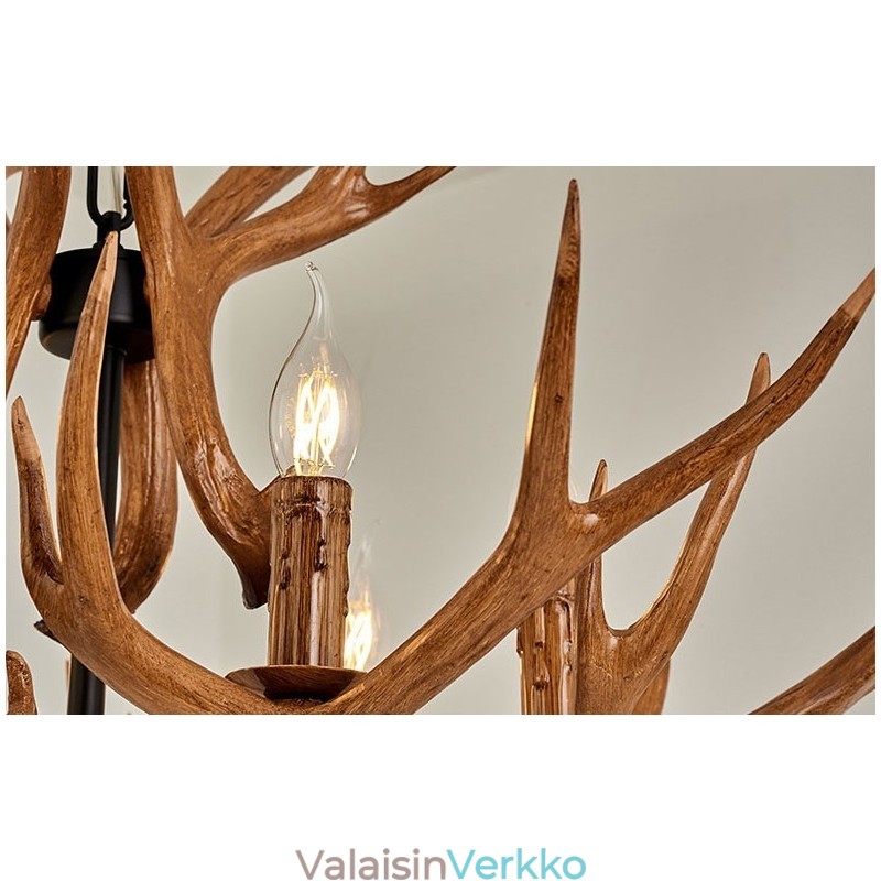 6 Vaalea maalaismainen taiteellinen Retro Antler Antler kattokruunu