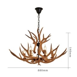 6 Vaalea maalaismainen taiteellinen Retro Antler Antler kattokruunu