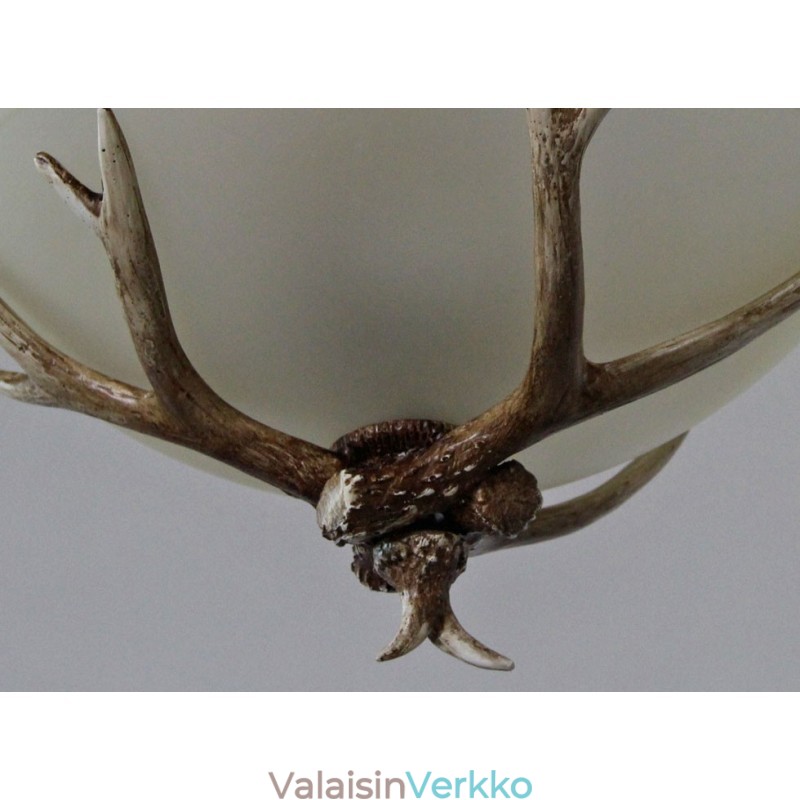 Yksi kevyt maalaismainen taiteellinen Retro Antler antiikkiriippuvalaisin lasivarjostimella