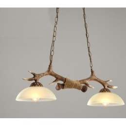 2 Vaaleanruskea maalaismainen taiteellinen Retro Antler Antler riippuvalaisin lasivarjostimella