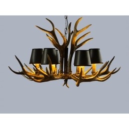 6 Vaaleanmusta maalaismainen taiteellinen Retro Antler Antler kattokruunu varjostimilla