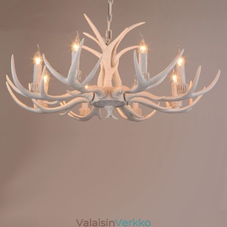 8 Vaalea valkoinen maalaismainen taiteellinen Retro Antler Antler kattokruunu 8 Vaalea valkoinen maalaismainen taiteellinen Retro Antler Antler kattokruunu