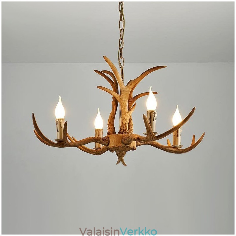 4 Vaalea maalaismainen taiteellinen retro Antler Antler kattokruunu