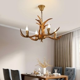 4 Vaalea maalaismainen taiteellinen retro Antler Antler kattokruunu