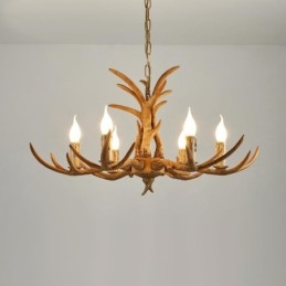 6 Vaalea maalaismainen taiteellinen retro Antler Antler kattokruunu