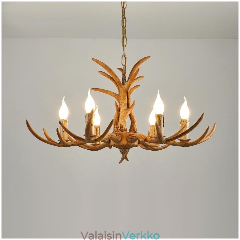6 Vaalea maalaismainen taiteellinen retro Antler Antler kattokruunu