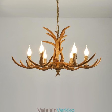 6 Vaalea maalaismainen taiteellinen retro Antler Antler kattokruunu 6 Vaalea maalaismainen taiteellinen retro Antler Antler kattokruunu