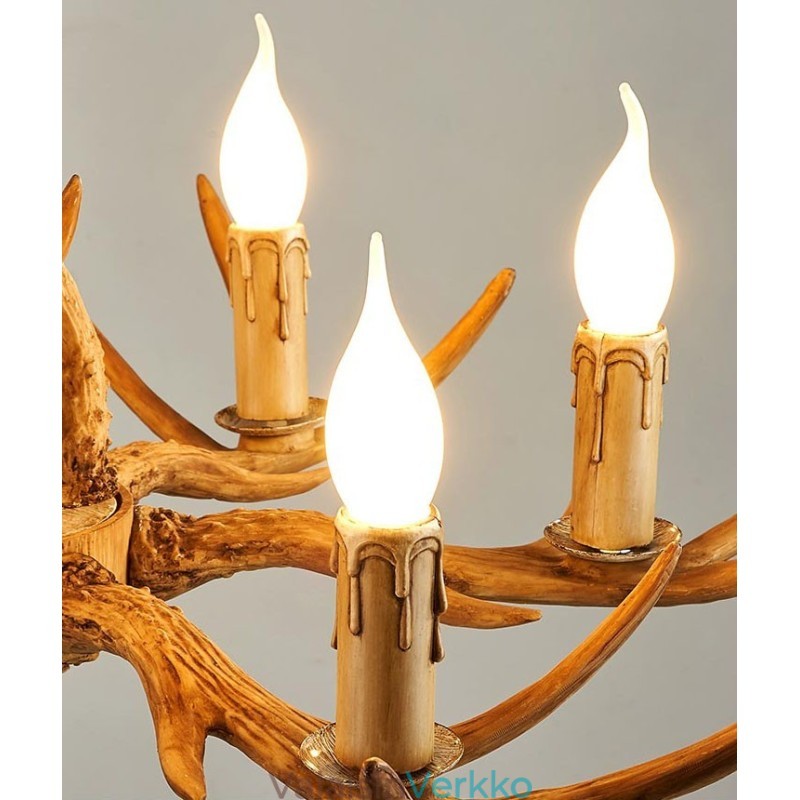 6 Vaalea maalaismainen taiteellinen retro Antler Antler kattokruunu