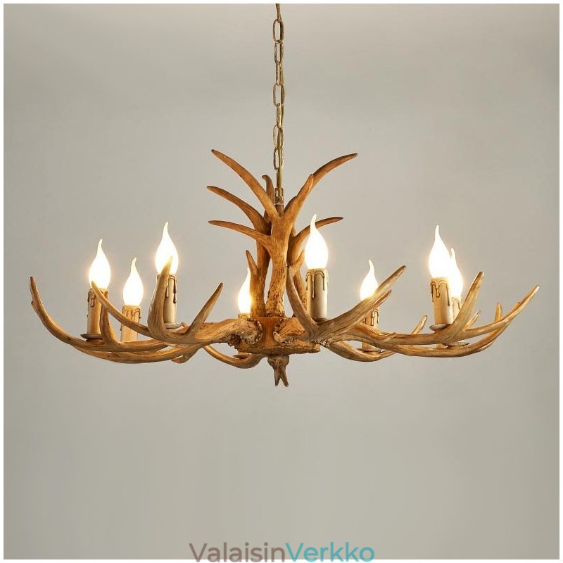 8 Vaalea maalaismainen taiteellinen Retro Antler Antler kattokruunu
