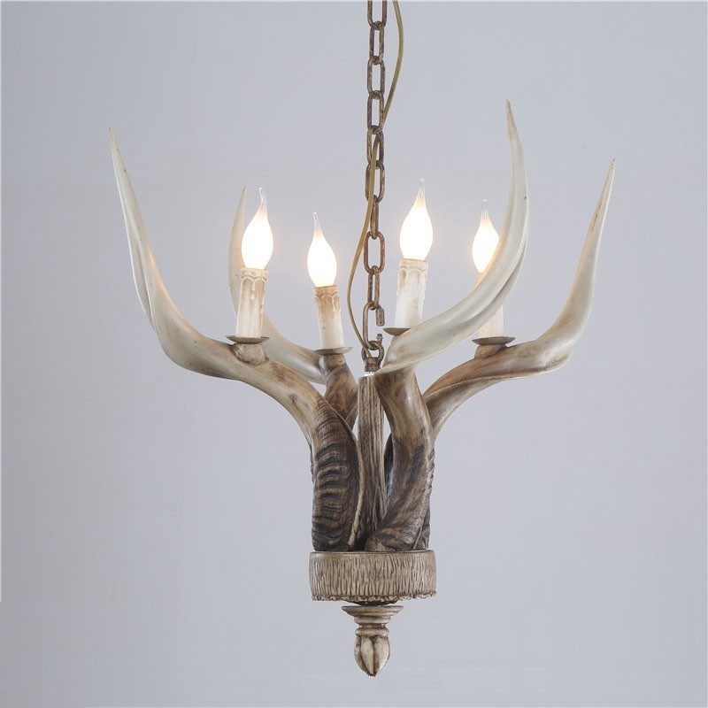 4 Vaalea maalaismainen taiteellinen retro Antler Antler kattokruunu