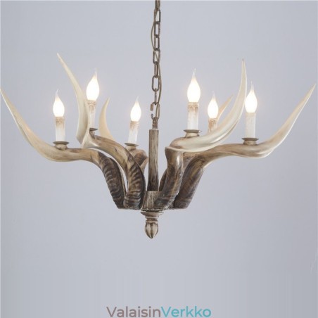 6 Vaalea maalaismainen taiteellinen Retro Antler Antler kattokruunu 6 Vaalea maalaismainen taiteellinen Retro Antler Antler kattokruunu