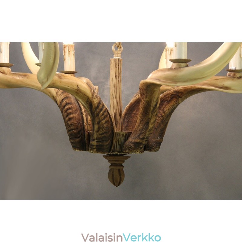 6 Vaalea maalaismainen taiteellinen Retro Antler Antler kattokruunu