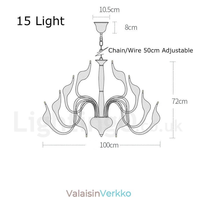 15 Vaaleanmusta Moderni nykyaikainen galvanoitu metallikattokruunu