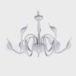 12 Light Moderni Swan White Metal kattokruunu riippuvalaisin