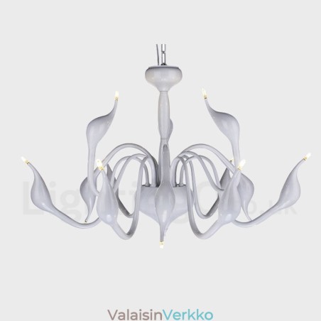 12 Light Moderni Swan White Metal kattokruunu riippuvalaisin 12 Light Moderni Swan White Metal kattokruunu riippuvalaisin