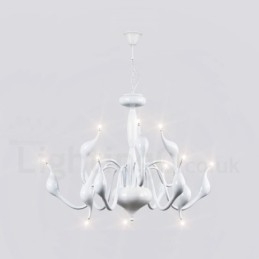 12 Light Moderni Swan White Metal kattokruunu riippuvalaisin