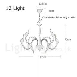 12 Light Moderni Swan Black Metal kattokruunu riippuvalaisin