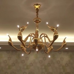 12 Light Moderni Swan Gold metallikattokruunu riippuvalaisin