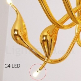 12 Light Moderni Swan Gold metallikattokruunu riippuvalaisin