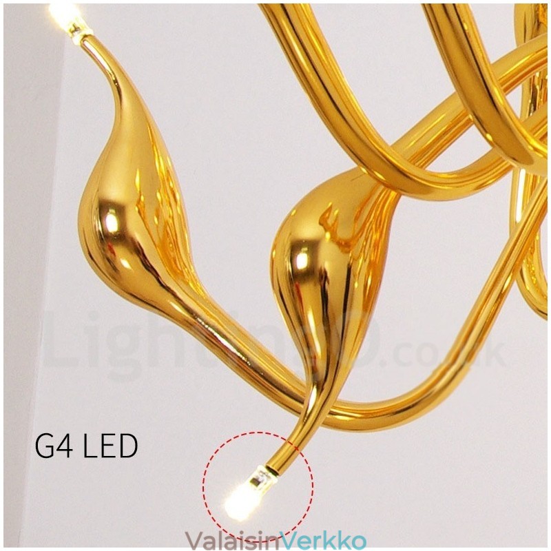 12 Light Moderni Swan Gold metallikattokruunu riippuvalaisin