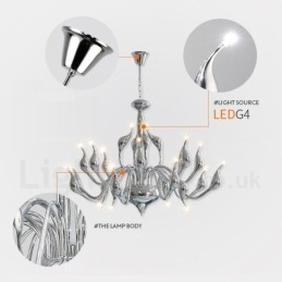 18 Lights Stainless Post Modern Swan Kattokruunu Light G4 kromi viimeistelty