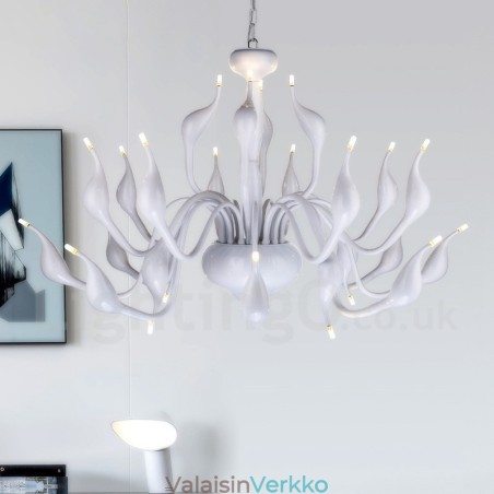 24 valoa Moderni Swan kattokruunu Valo G4 valkoinen pinnoitus 24 valoa Moderni Swan kattokruunu Valo G4 valkoinen pinnoitus