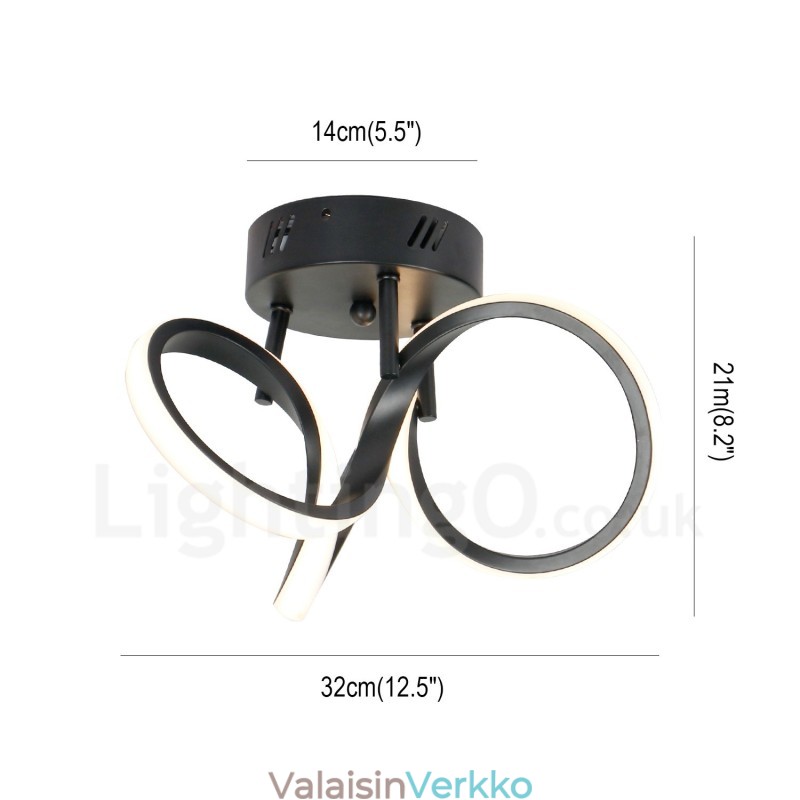 Triac Switch himmennettävä musta moderni nykyaikainen pohjoismainen uppoasennettava pyöreä kattovalo