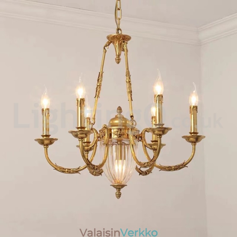 Luksus ranskalainen All Copper Crystal Kattokruunu Lamppu Ruokailuvalaisin Kattokruunu