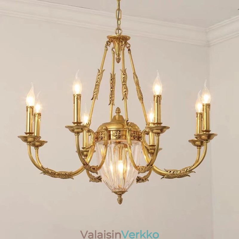 Luksus ranskalainen All Copper Crystal Kattokruunu Lamppu Ruokailuvalaisin Kattokruunu