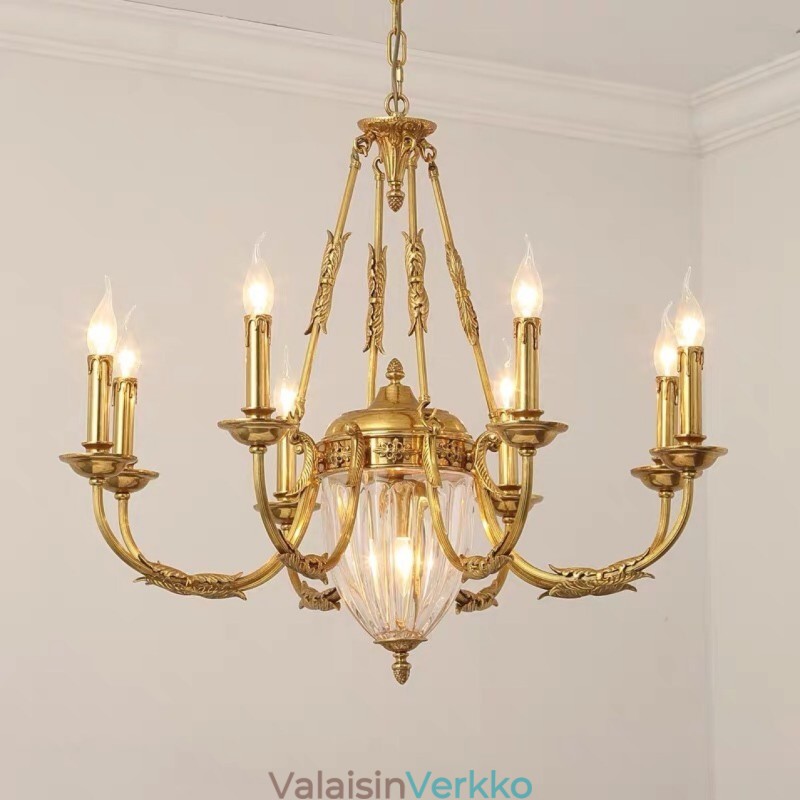 Luksus ranskalainen All Copper Crystal Kattokruunu Lamppu Ruokailuvalaisin Kattokruunu
