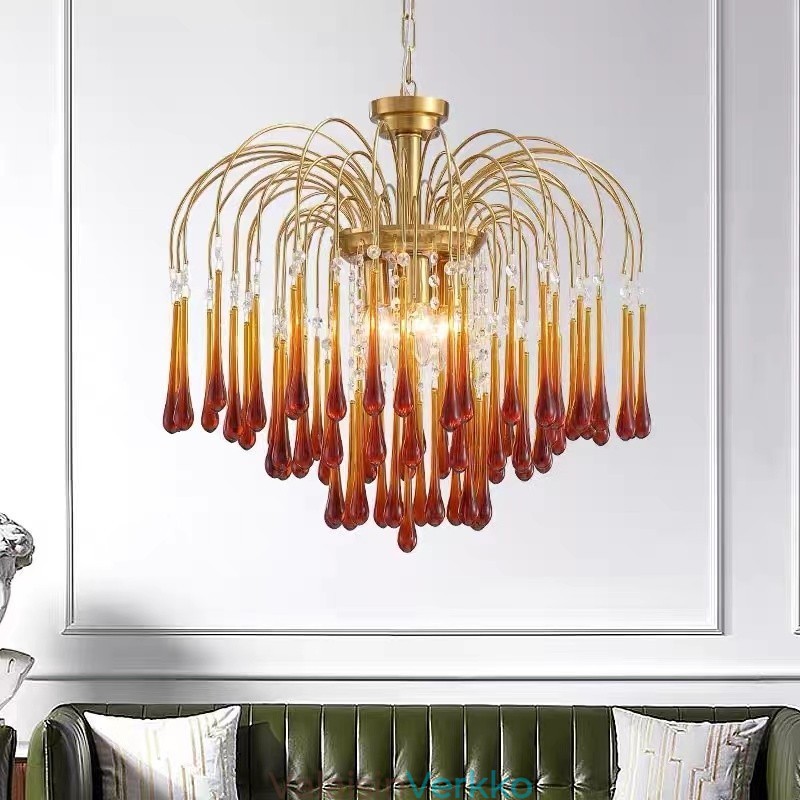 Water Drop Glass Chandelier valaisin