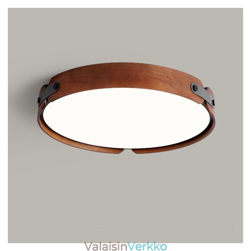 Nordic Round Simple Black Walnut Wood uppoasennettava kattovalaisin