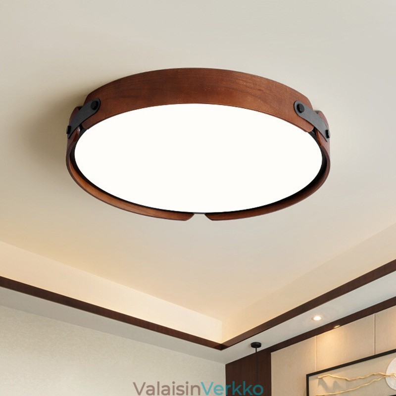 Nordic Round Simple Black Walnut Wood uppoasennettava kattovalaisin