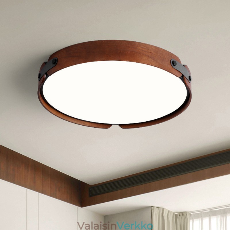 Nordic Round Simple Black Walnut Wood uppoasennettava kattovalaisin
