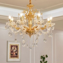 6 Light 8 Light Luxury Gold Color Crystal kynttilän kattokruunu