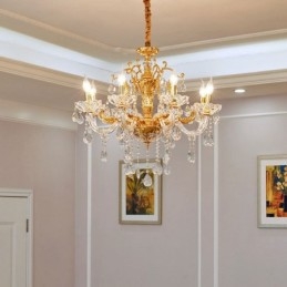 6 Light 8 Light Luxury Gold Color Crystal kynttilän kattokruunu