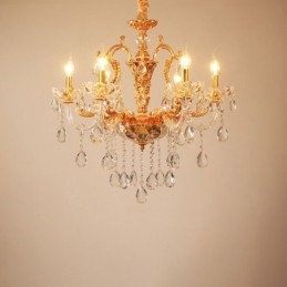 6 Light 8 Light Luxury Gold Color Crystal kynttilän kattokruunu