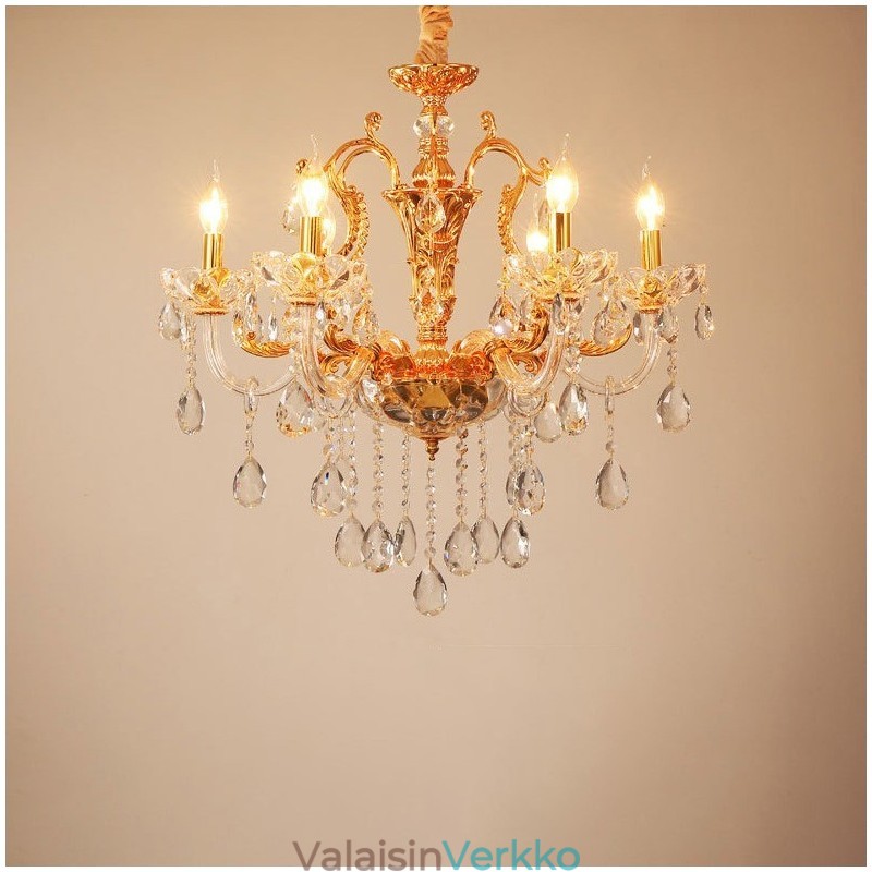 6 Light 8 Light Luxury Gold Color Crystal kynttilän kattokruunu