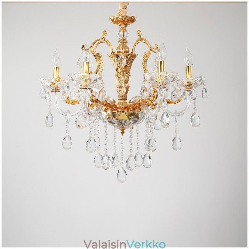 6 Light 8 Light Luxury Gold Color Crystal kynttilän kattokruunu